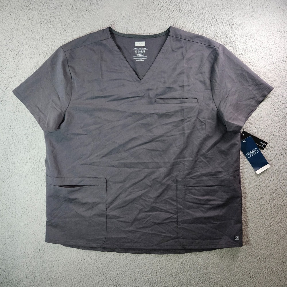 NEW Cherokee Scrub Top‎ Coolmax Men 2XL CK719A V-Neck Short Sleeve Gray